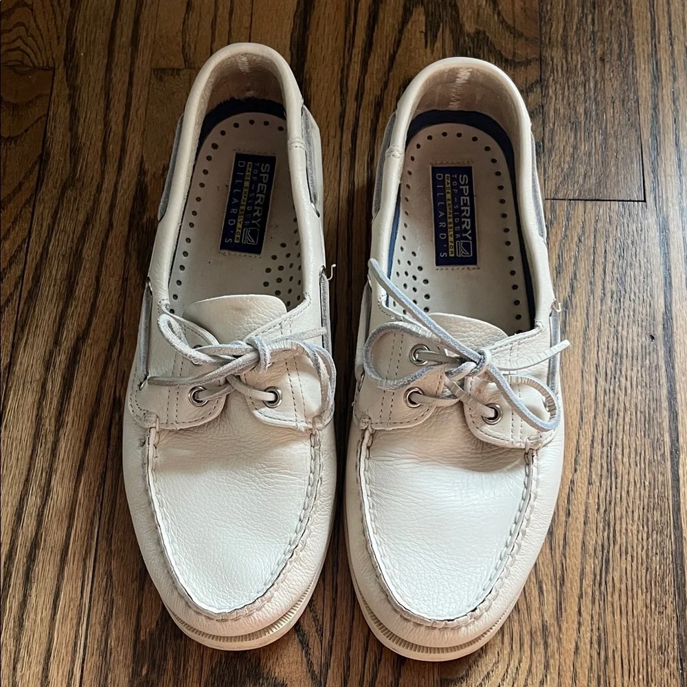 Sperry Men’s Ivory Leather Boat Shoes